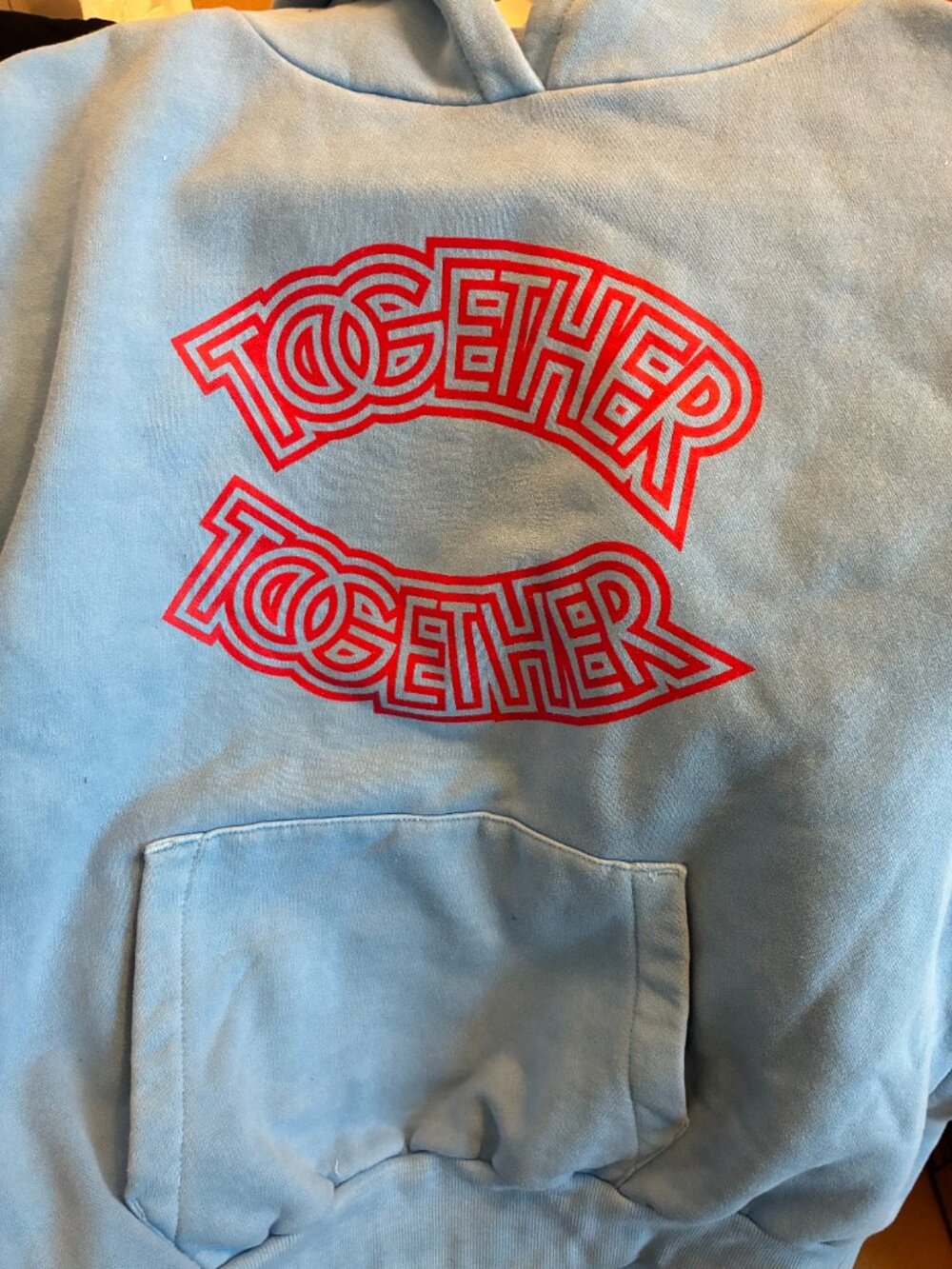 Harry Styles Together Together Tour Hoodie (L) in Light Blue with Red Text - Picture 2 of 3